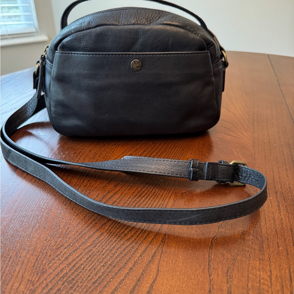 Black Leather Dual Handle Camera Bag
